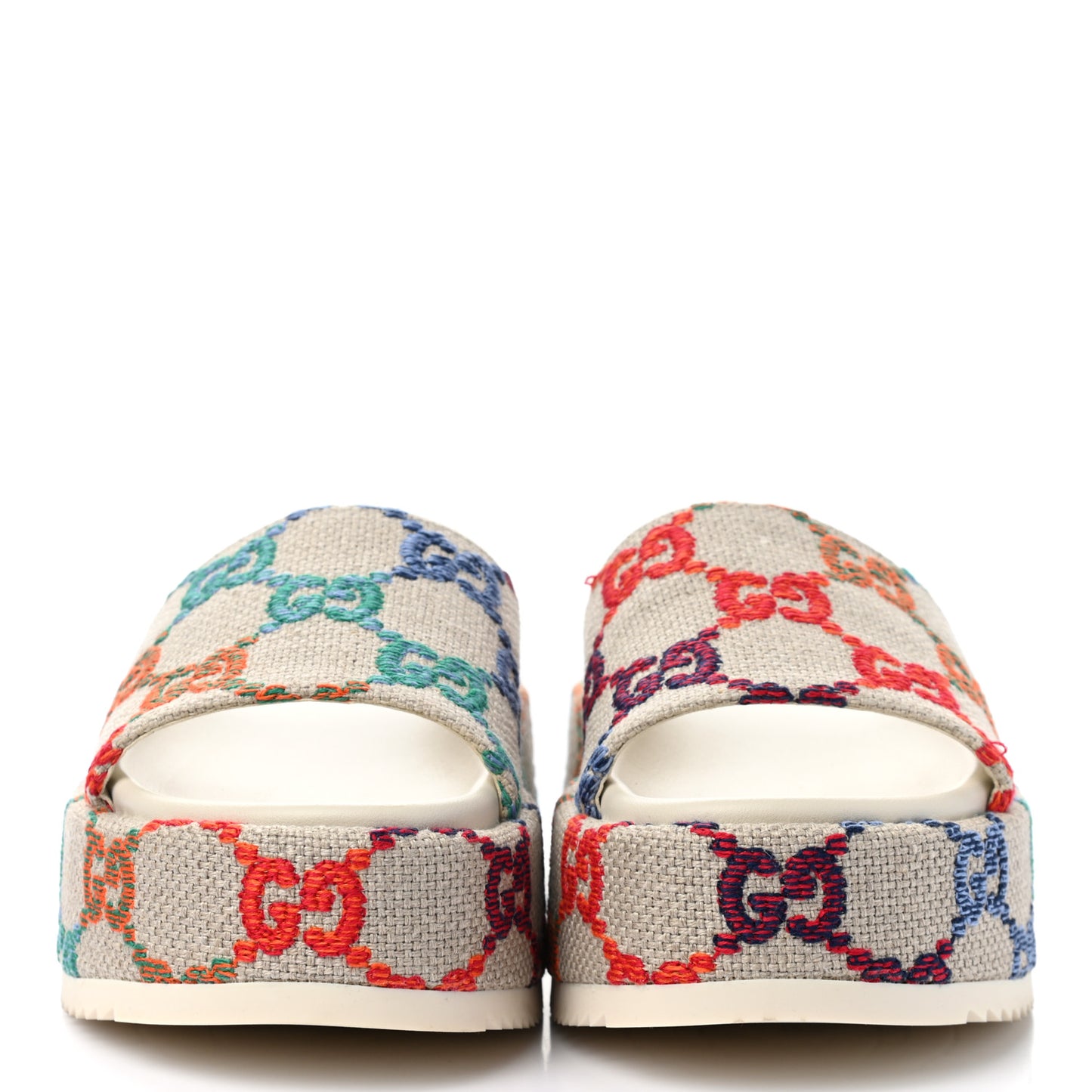 Linen Psychedelic Mini GG Monogram Angelina Platform 55mm Slide Sandals 35.5 Multicolor