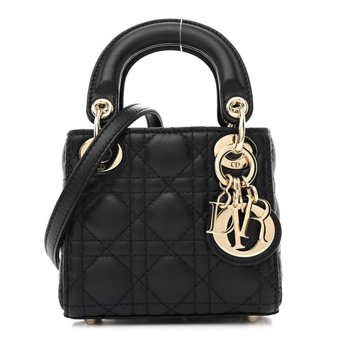 Lambskin Cannage Micro Lady Dior Black