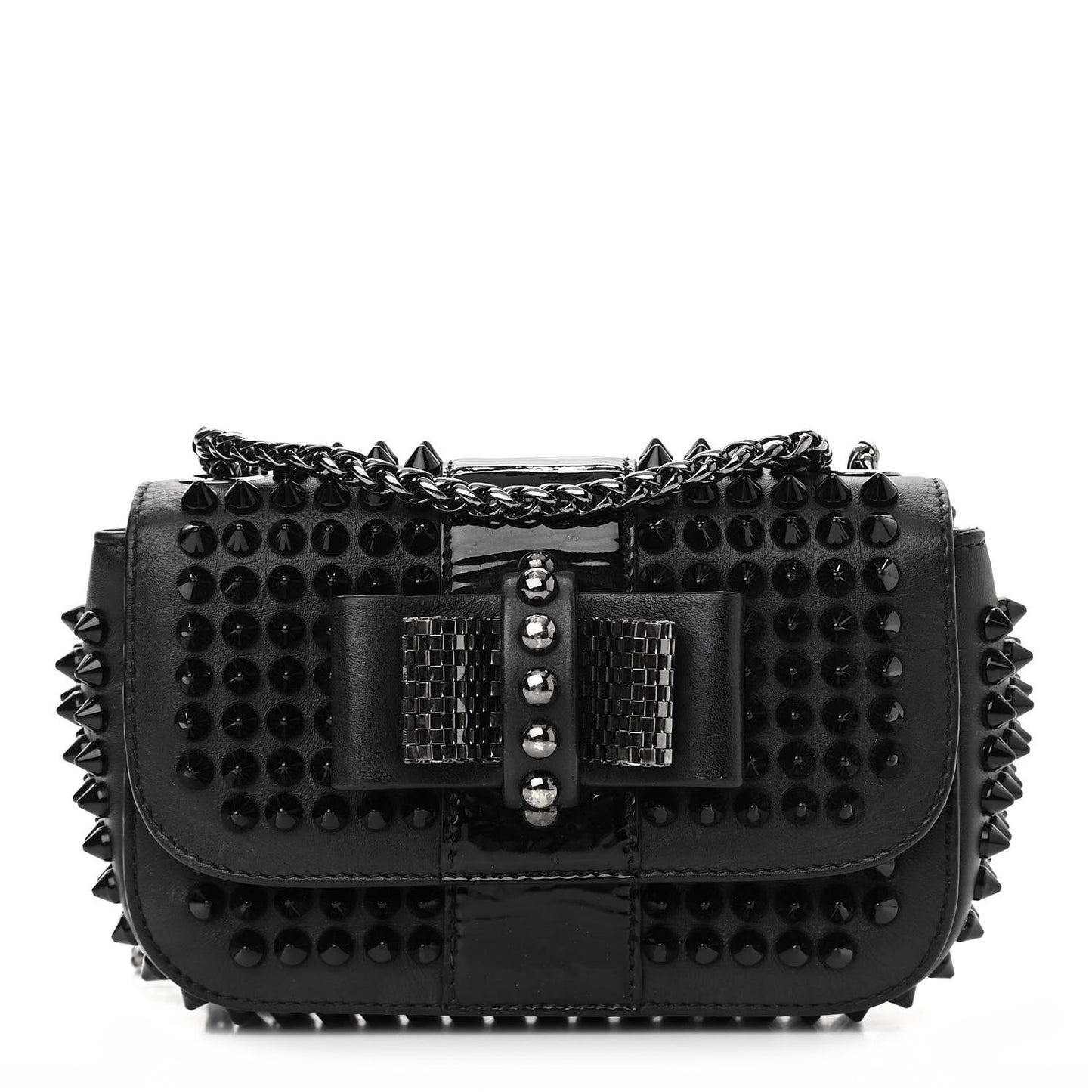 Calfskin Spikes Sweety Charity Crossbody Bag Black
