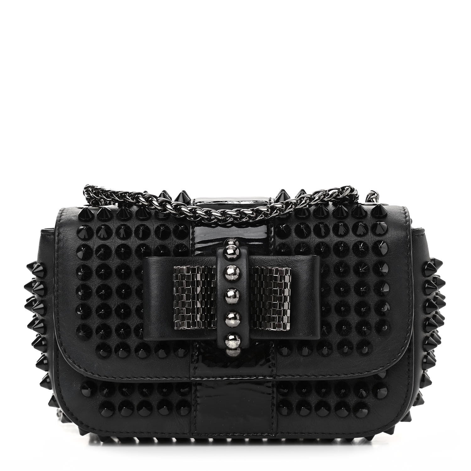 Christian Louboutin Calfskin Spikes Sweety Charity Crossbody Bag Black 1 of 13