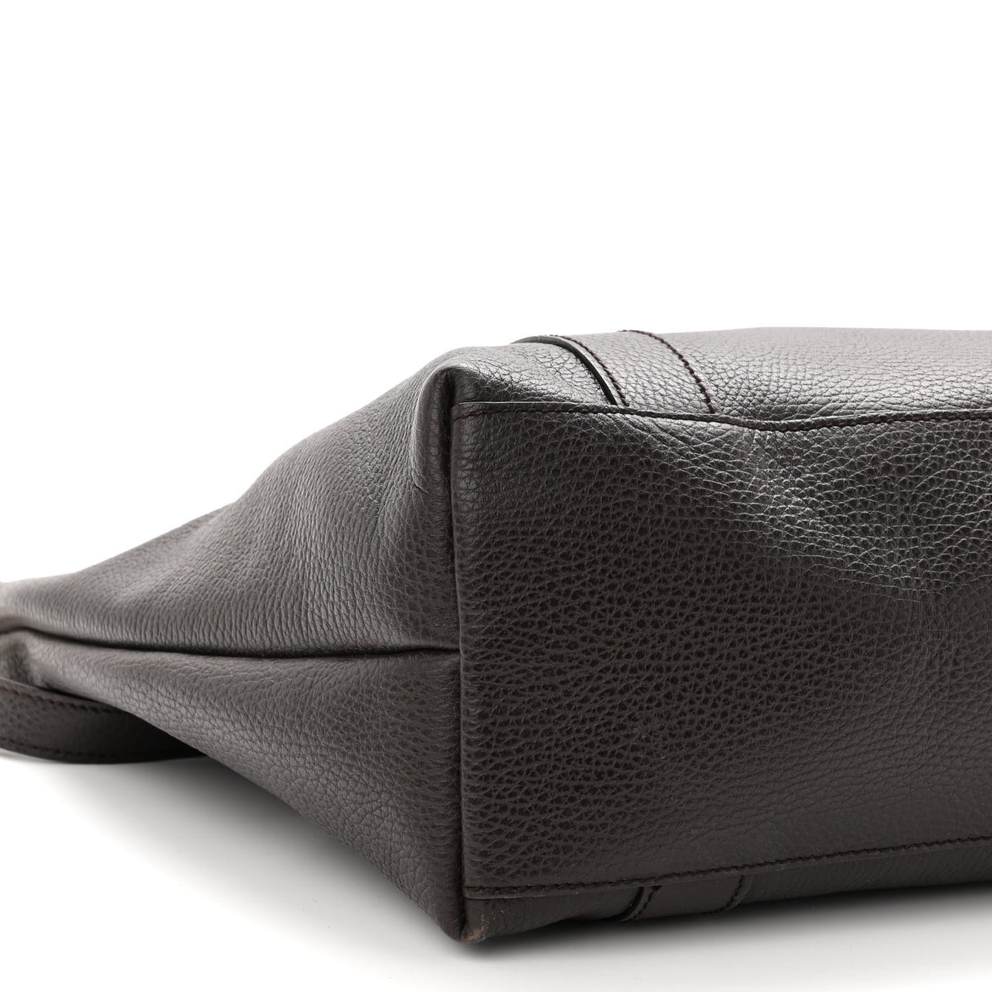 Calfskin Bamboo Top Handle Tote Dark Brown