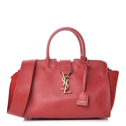Saint Laurent Calfskin Suede Baby Monogram Downtown Cabas Red 1 of 12