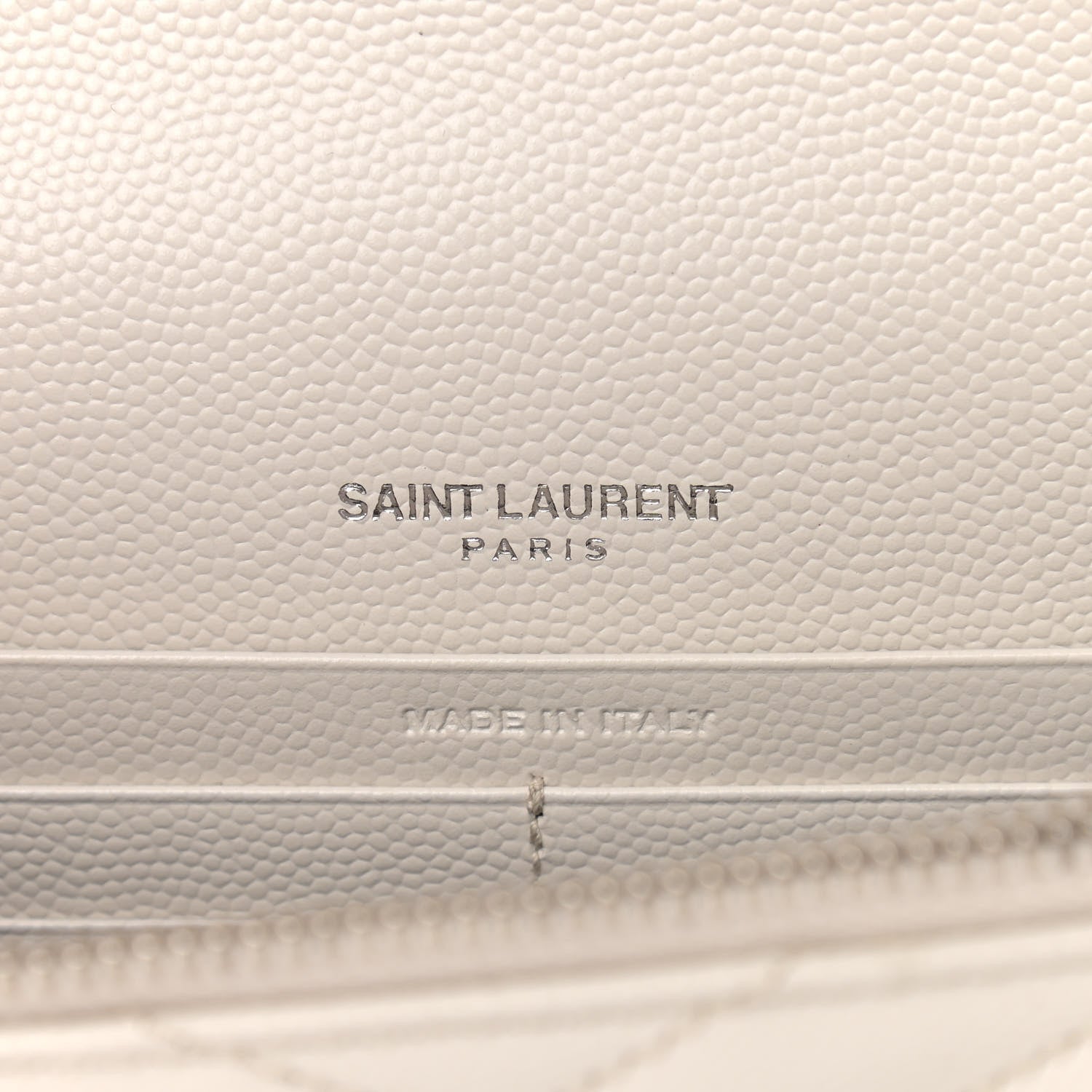 Saint Laurent Grain De Poudre Matelasse Chevron Monogram Envelope Chain Wallet Porcellana 5 of 8