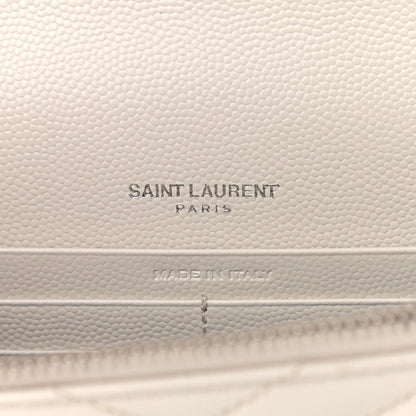 Saint Laurent Grain De Poudre Matelasse Chevron Monogram Envelope Chain Wallet Porcellana 5 of 8