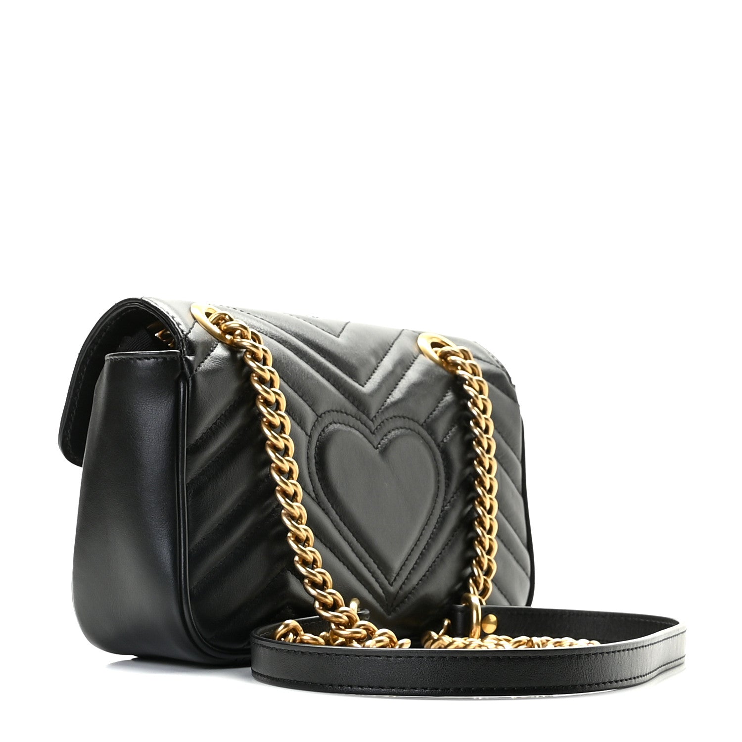 Gucci Calfskin Matelasse Mini GG Marmont Shoulder Bag Black 3 of 10