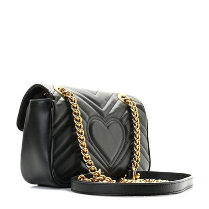 Gucci Calfskin Matelasse Mini GG Marmont Shoulder Bag Black 3 of 10