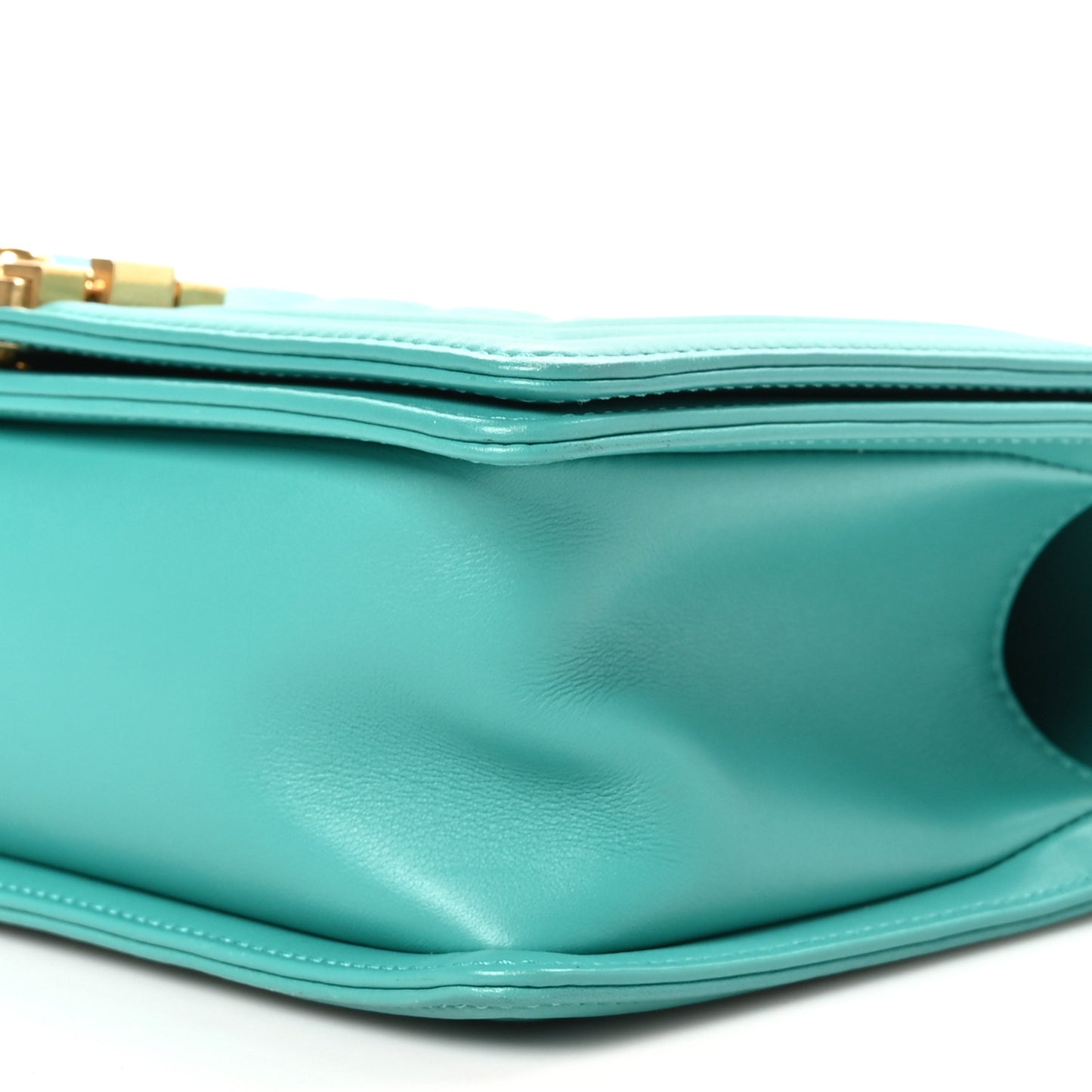 Calfskin Quilted Medium Boy Flap Turquoise