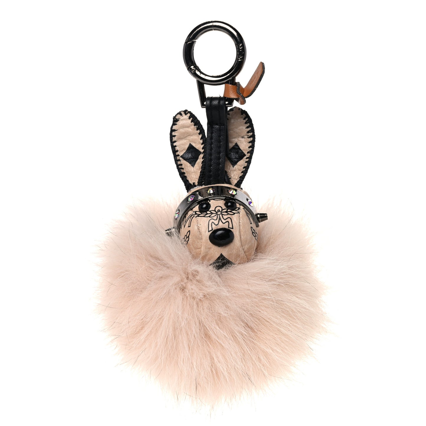 Fox Fur Rabbit Punk Bag Charm Beige