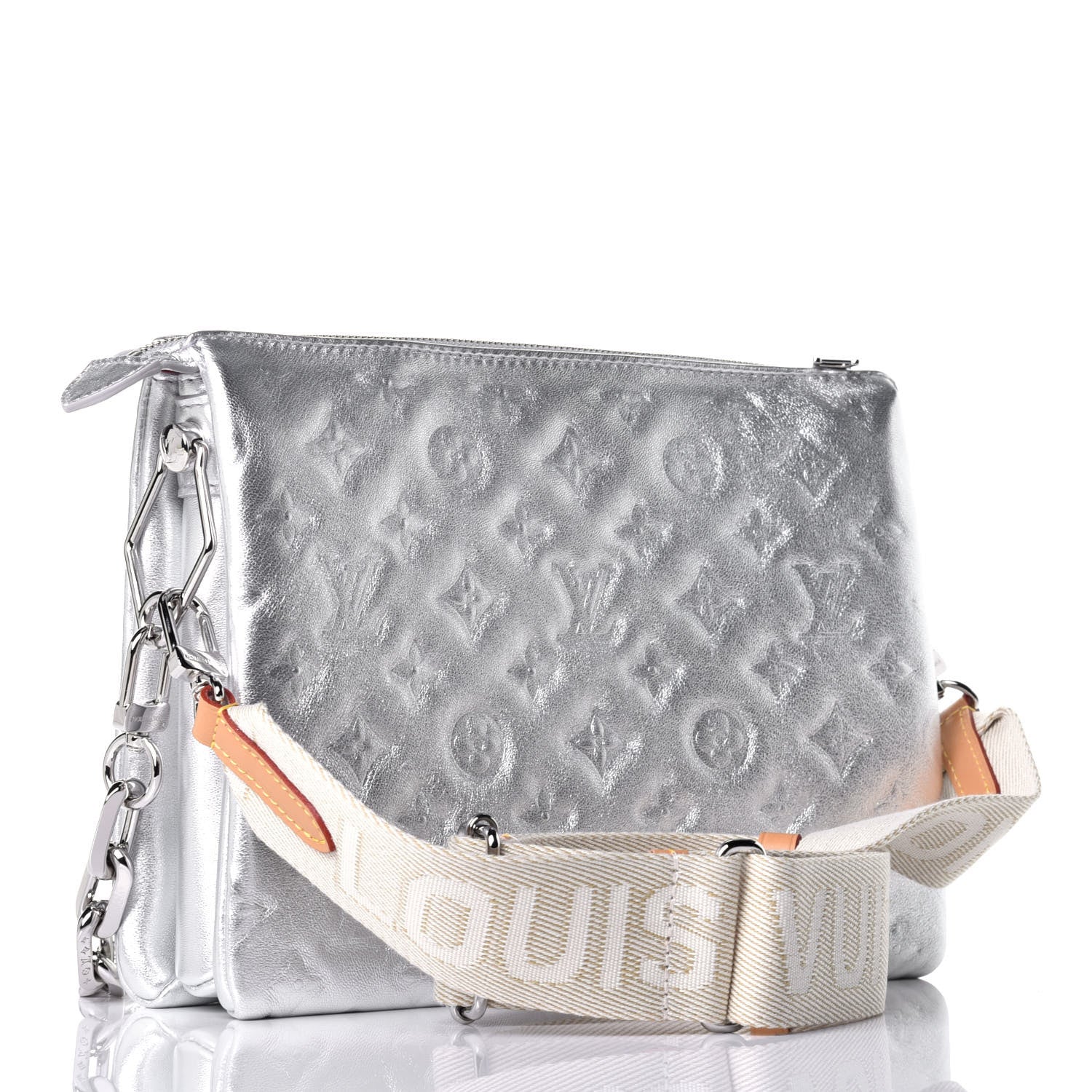 Louis Vuitton Metallic Lambskin Embossed Monogram Coussin PM Silver 4 of 10