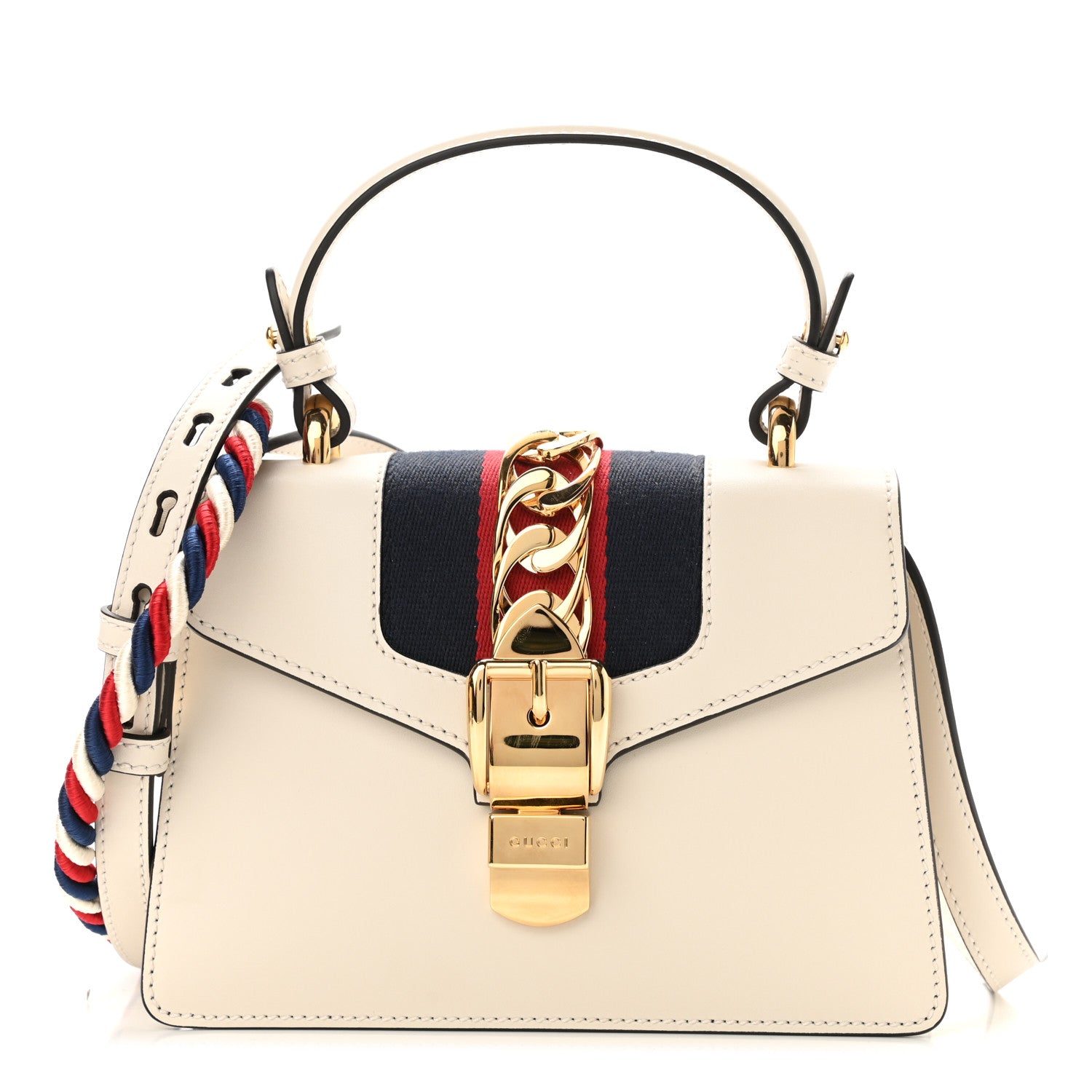 Gucci Calfskin Mini Sylvie Top Handle Bag White 1 of 11