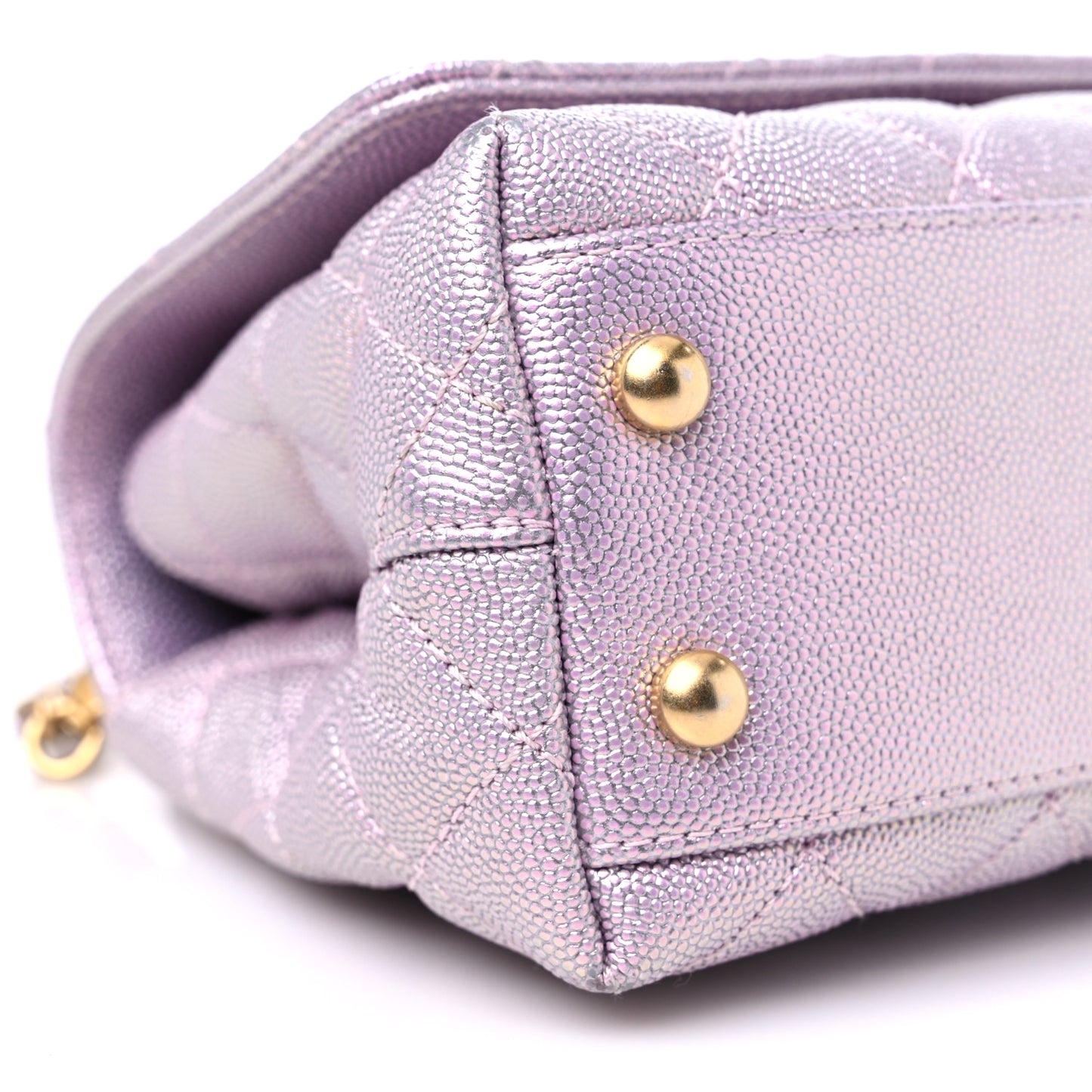 Iridescent Caviar Quilted Extra Mini Coco Handle Flap Purple