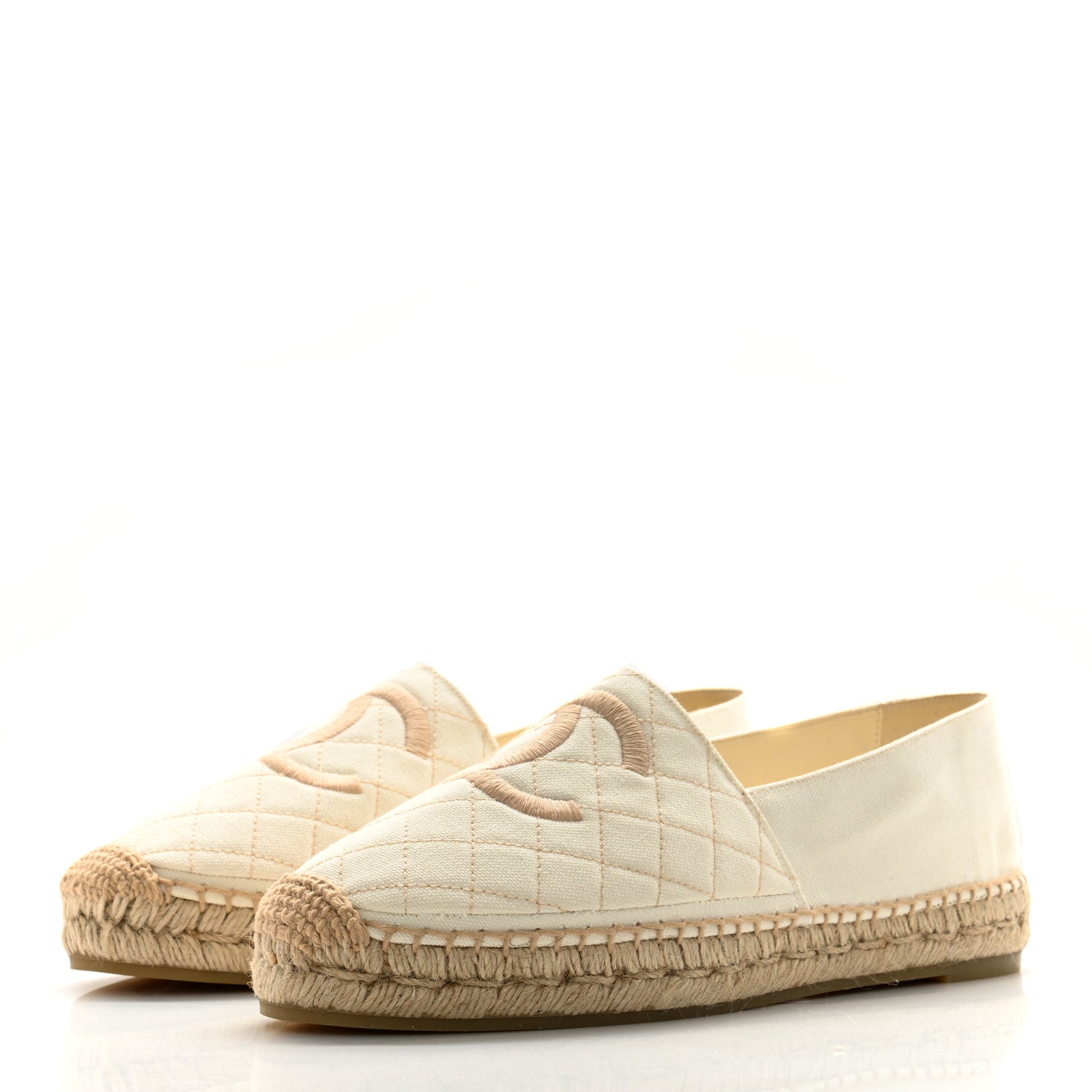 Chanel Fabric Biarritz CC Espadrilles 41 White Gold 3 of 10