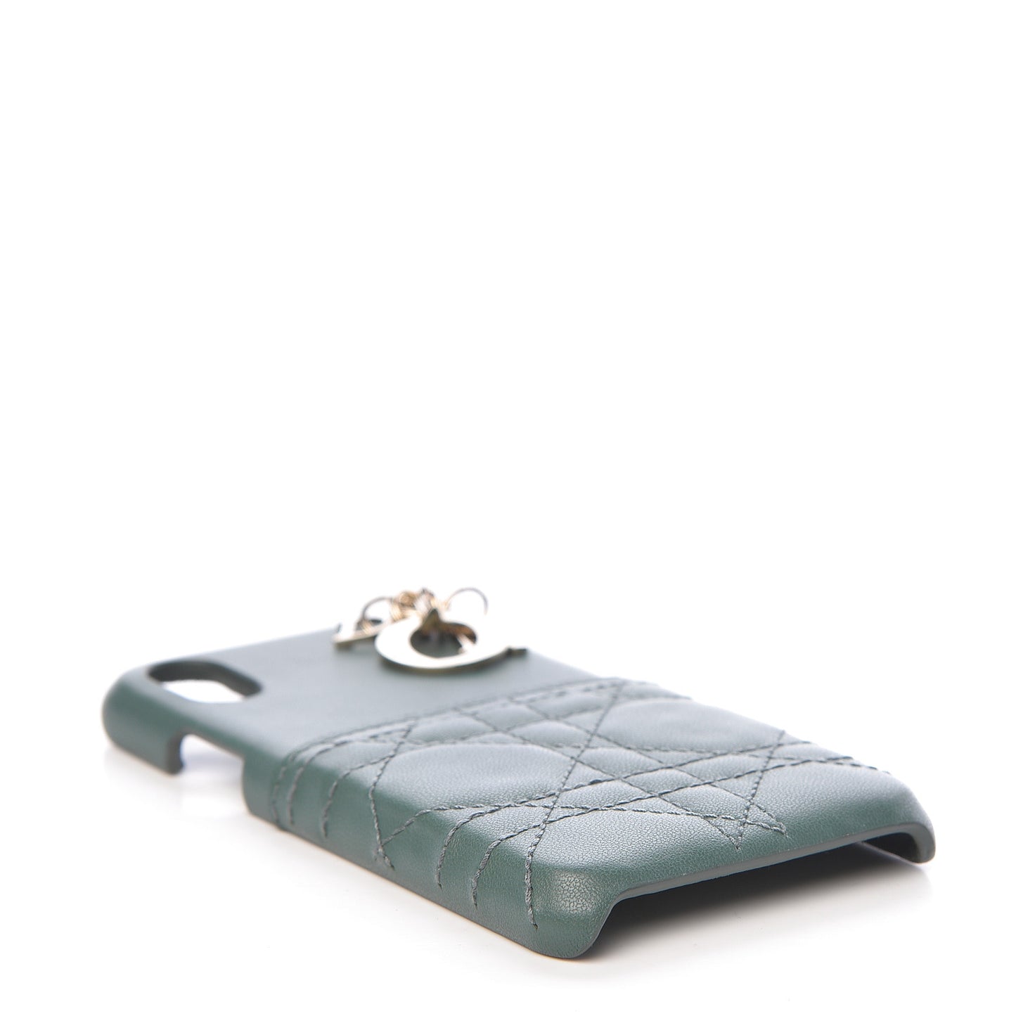Lambskin Cannage Lady Dior Tech iPhone X XS Case Green