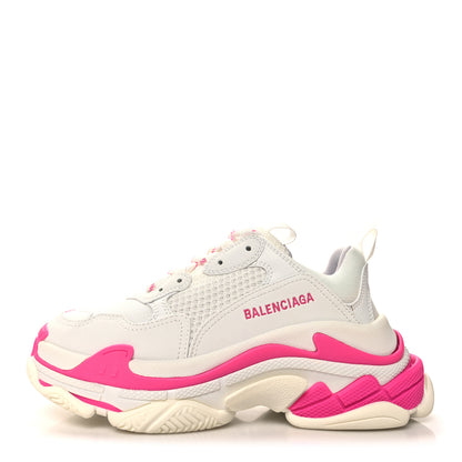 Balenciaga Fabric Mesh Womens Triple S Sneakers 38 Fluo Pink White 1 of 9