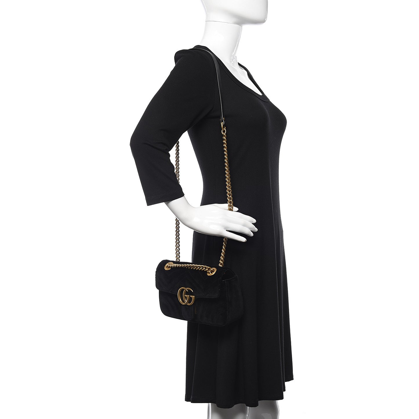 Velvet Matelasse Mini GG Marmont Shoulder Bag Black
