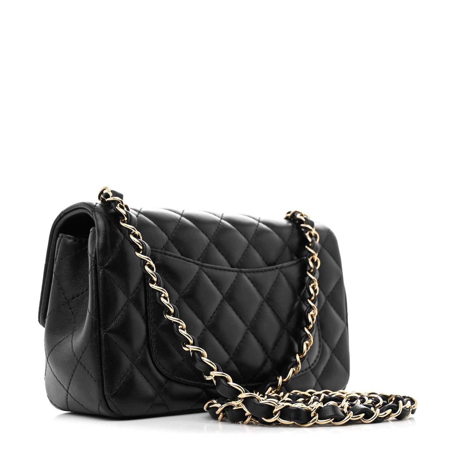 Lambskin Quilted Mini Rectangular Flap Black