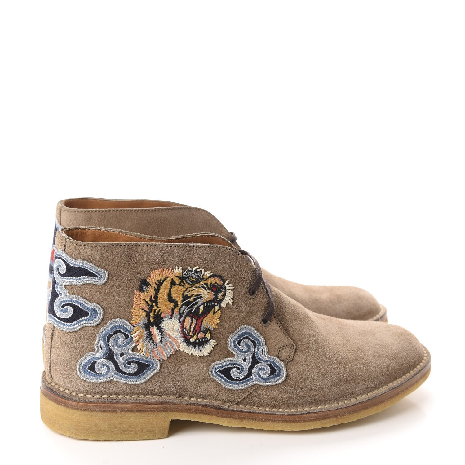Gucci Suede Tiger Graphic Mens Chukka Ankle Boots 10 Slate 4 of 10