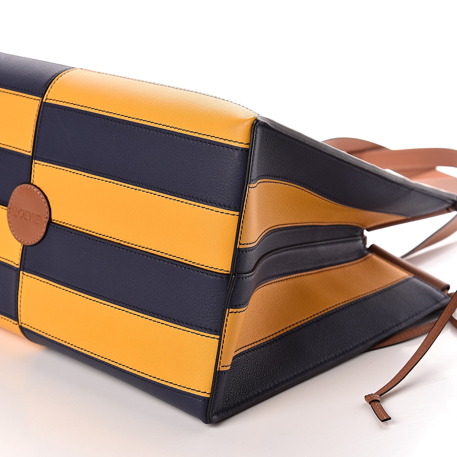 Loewe Calfskin Cushion Stripe Tote Navy Yellow 9 of 9