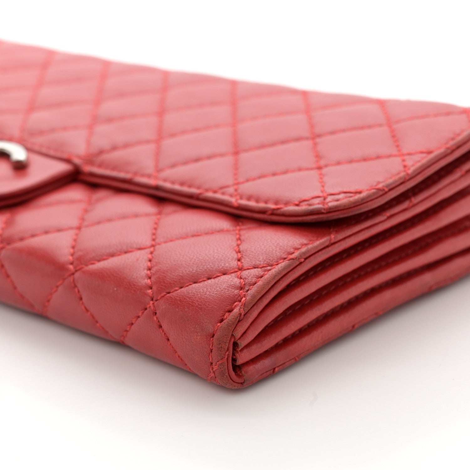 Chanel Lambskin Quilted Chain Clutch Flap Red 9 of 14