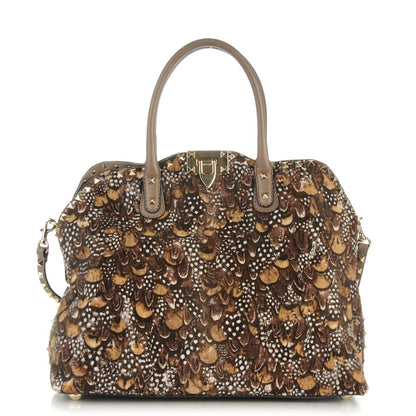 Valentino Garavani Calf Hair Feather Rockstud Dome Satchel 1 of 9