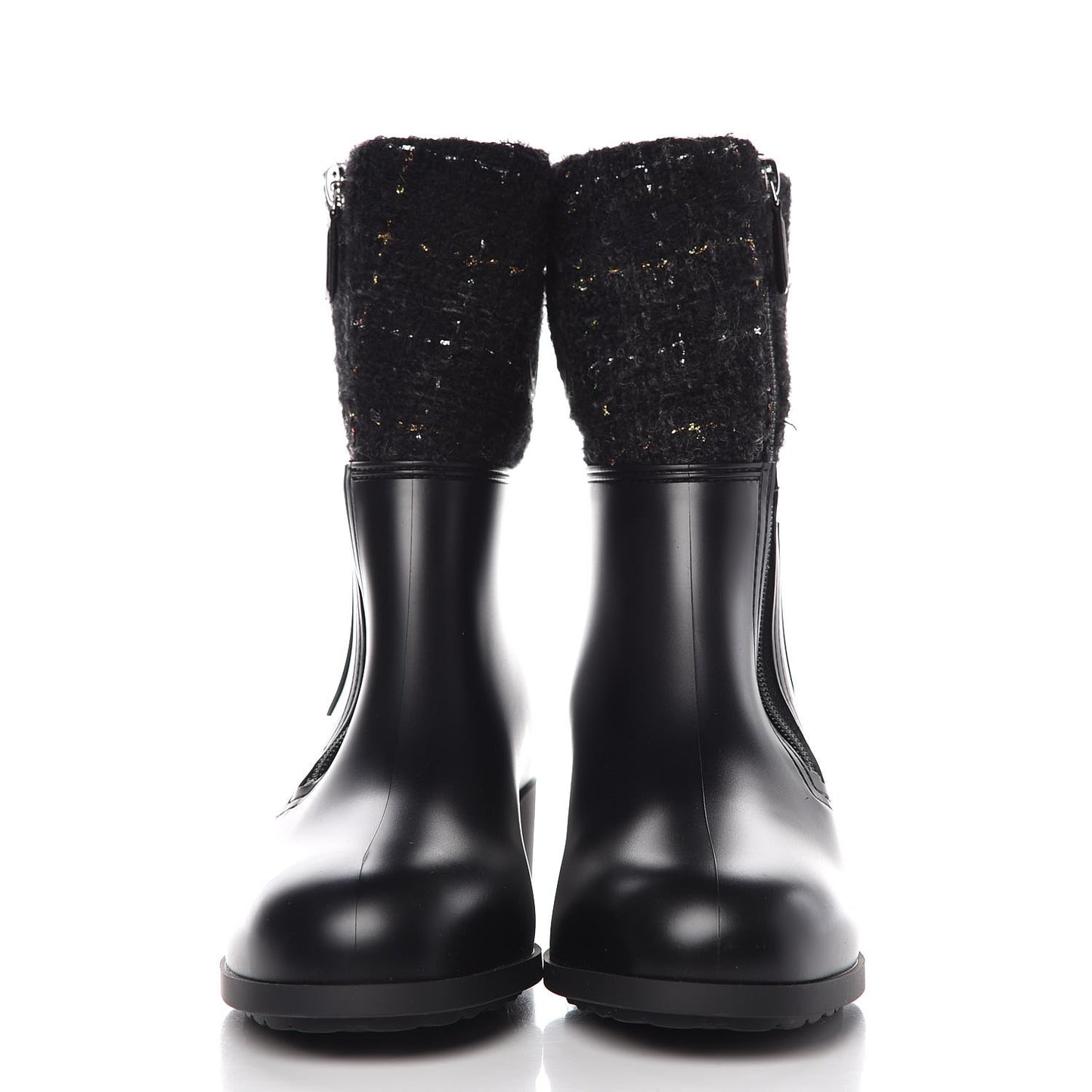 PVC Tweed High Boots 41 Black