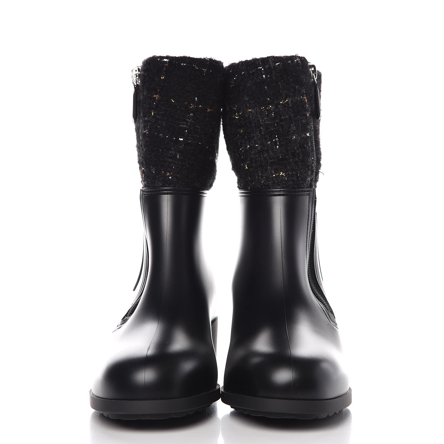 Chanel PVC Tweed High Boots 41 Black 2 of 9