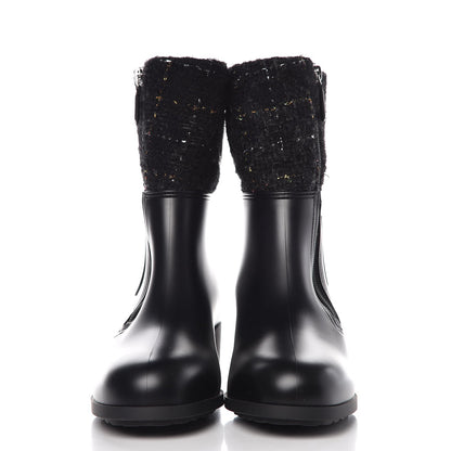 Chanel PVC Tweed High Boots 41 Black 2 of 9