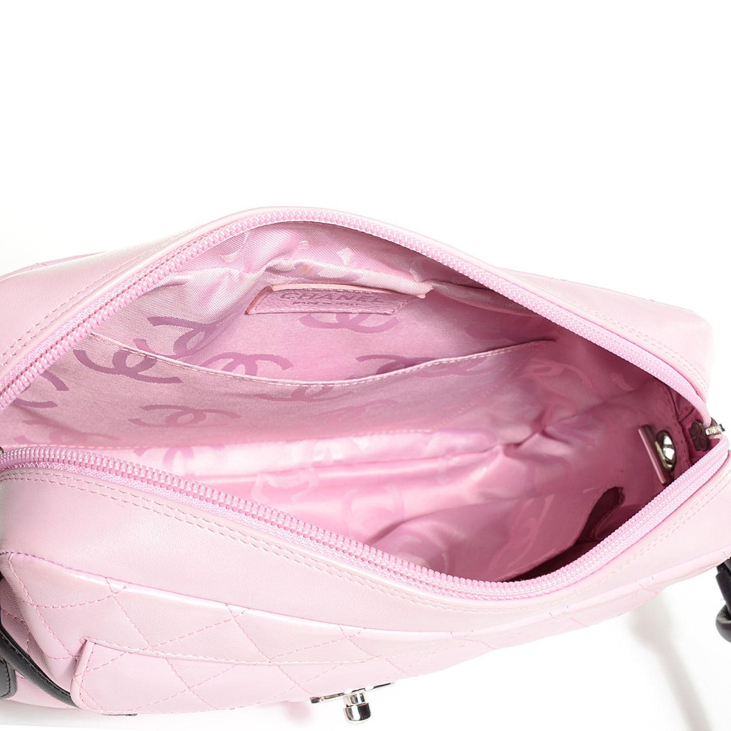 Calfskin Quilted Cambon Camera Bag Pink Black