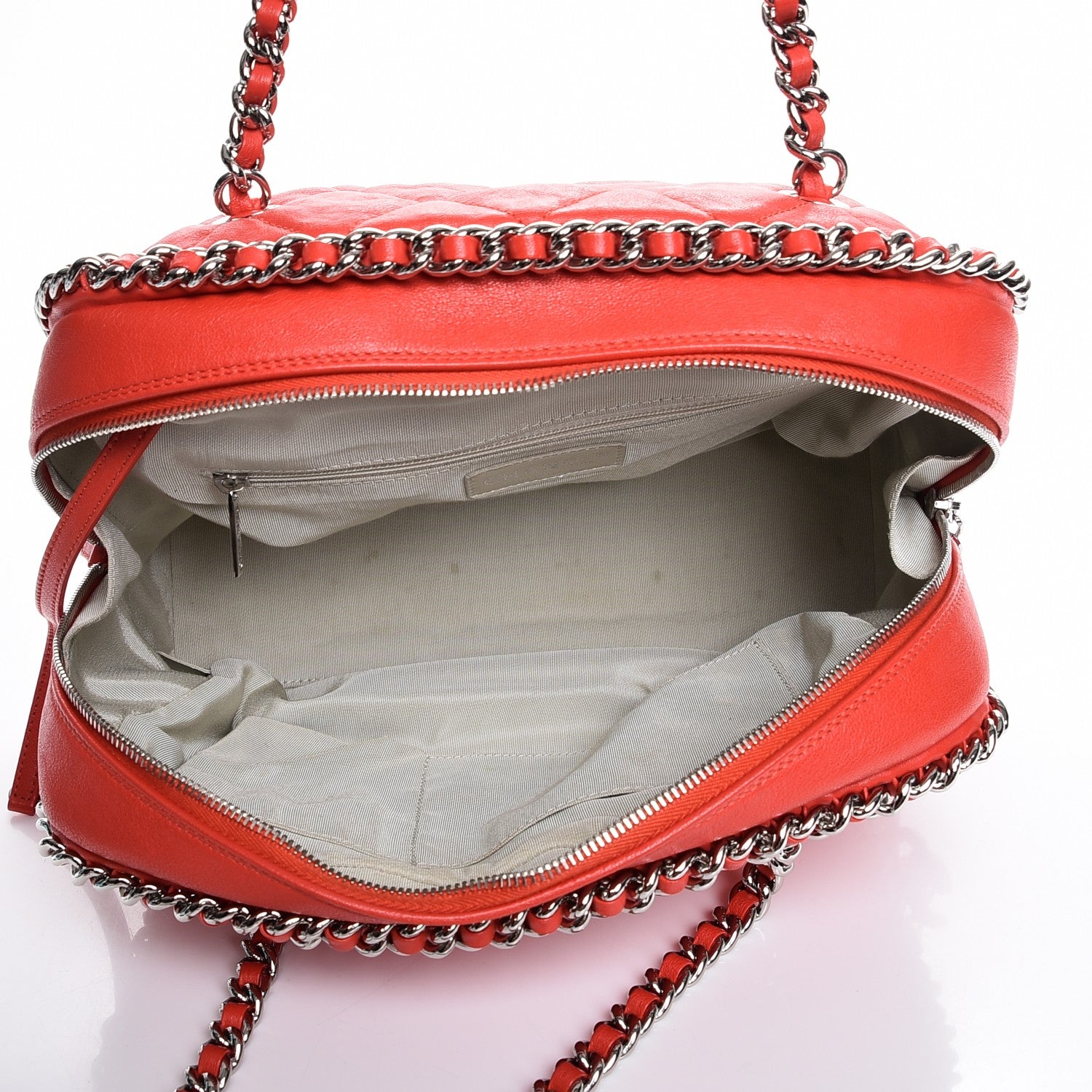 Chanel Washed Lambskin Chain Around Bowler Red 5 of 8