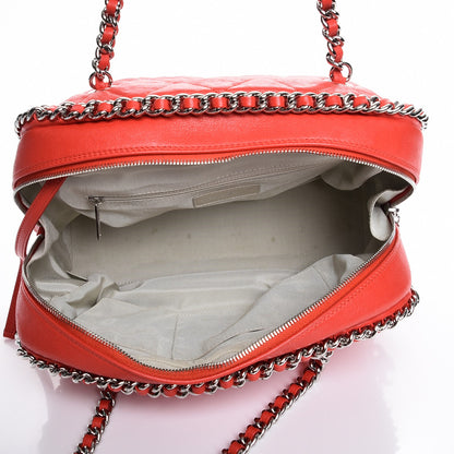 Chanel Washed Lambskin Chain Around Bowler Red 5 of 8