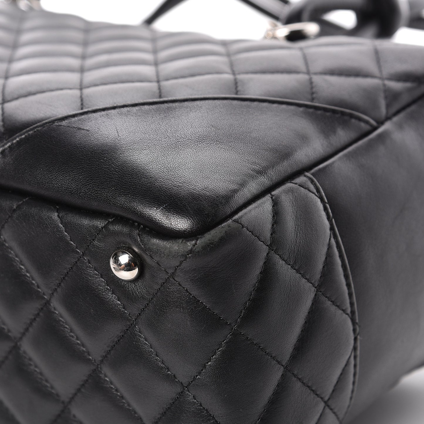 Calfskin Quilted Large Cambon Bowler Black
