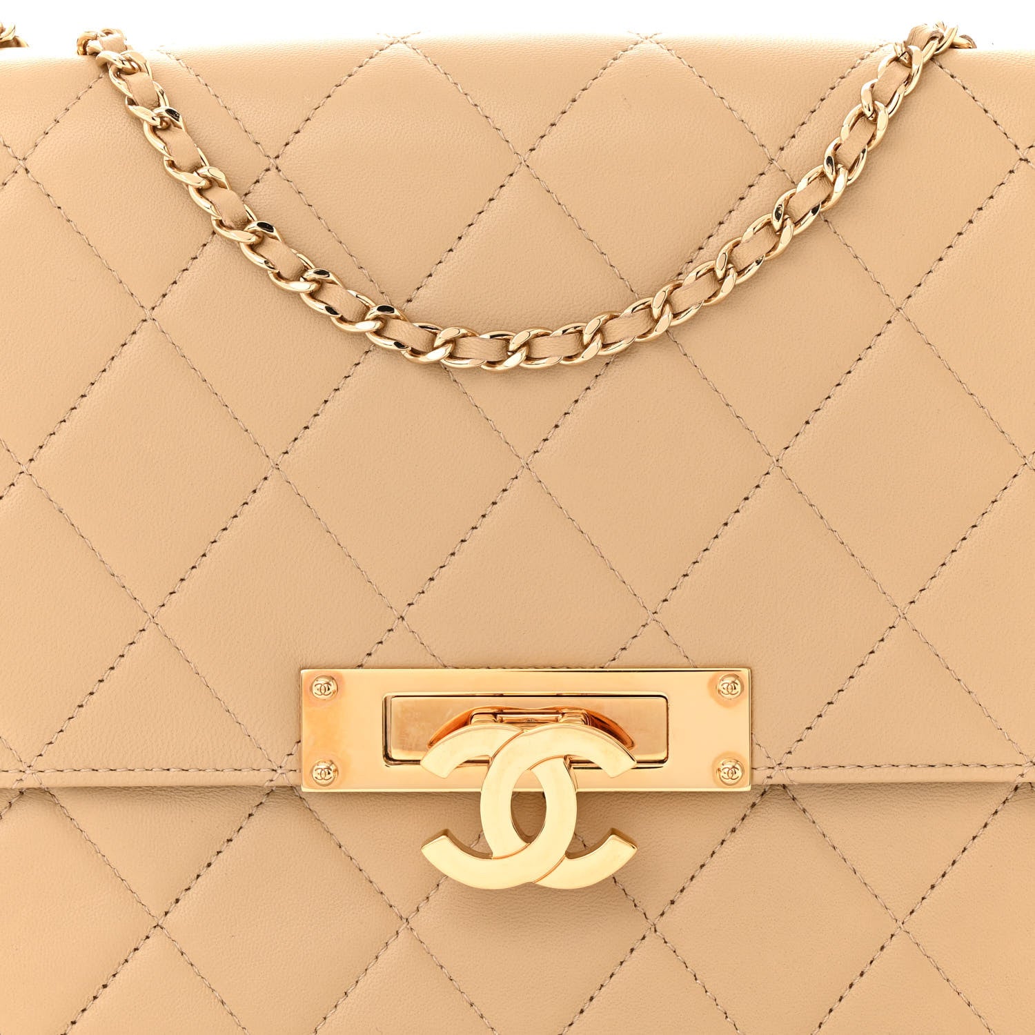 Chanel Lambskin Quilted Medium Golden Class Flap Dark Beige 8 of 12