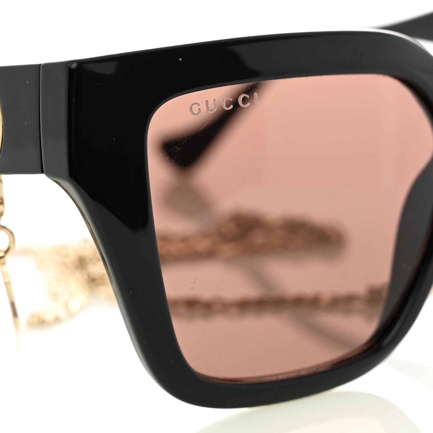 Acetate Square Frame Chain Sunglasses GG1023S Black