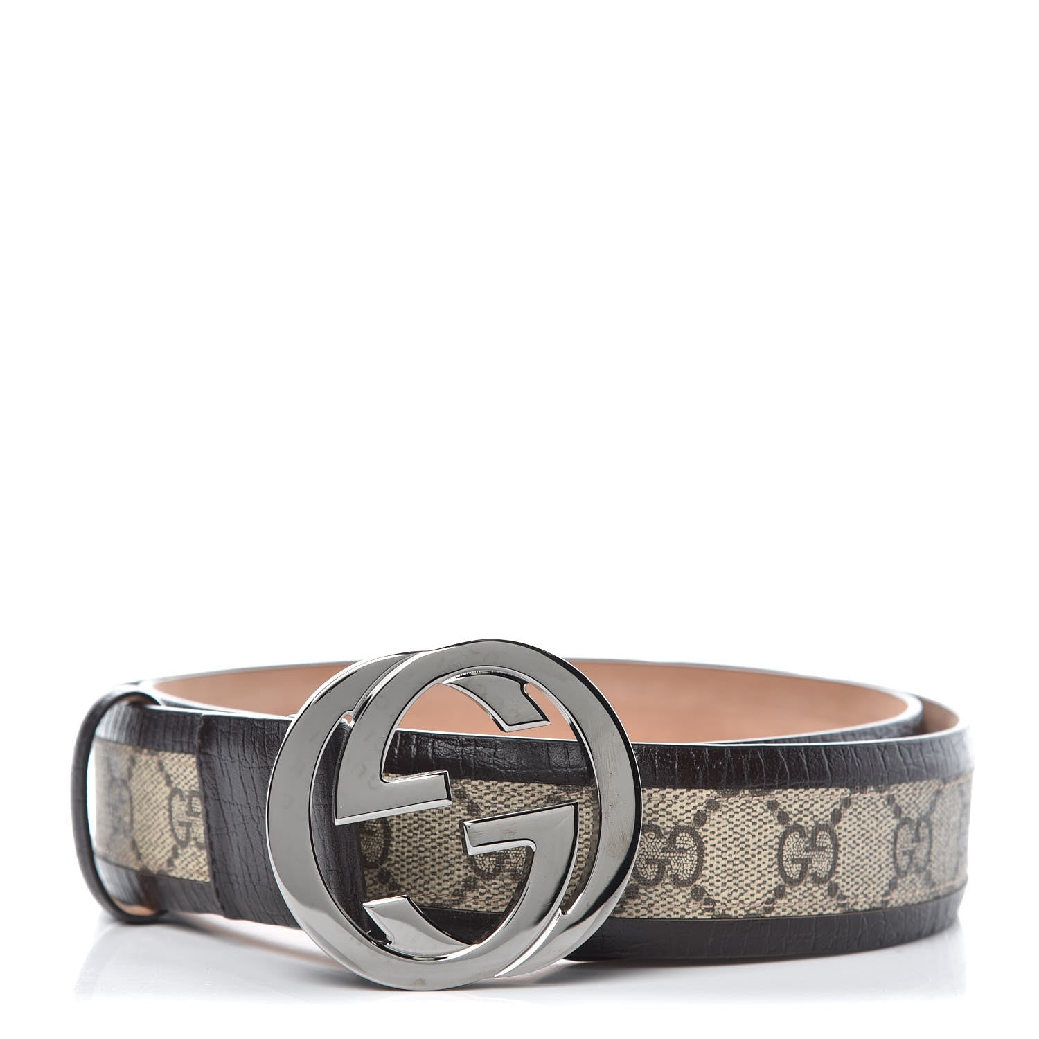 Gucci GG Plus Monogram Niagara Lux Calfskin Interlocking G 40mm Belt 95 38 Beige Ebony Cocoa 1 of 7