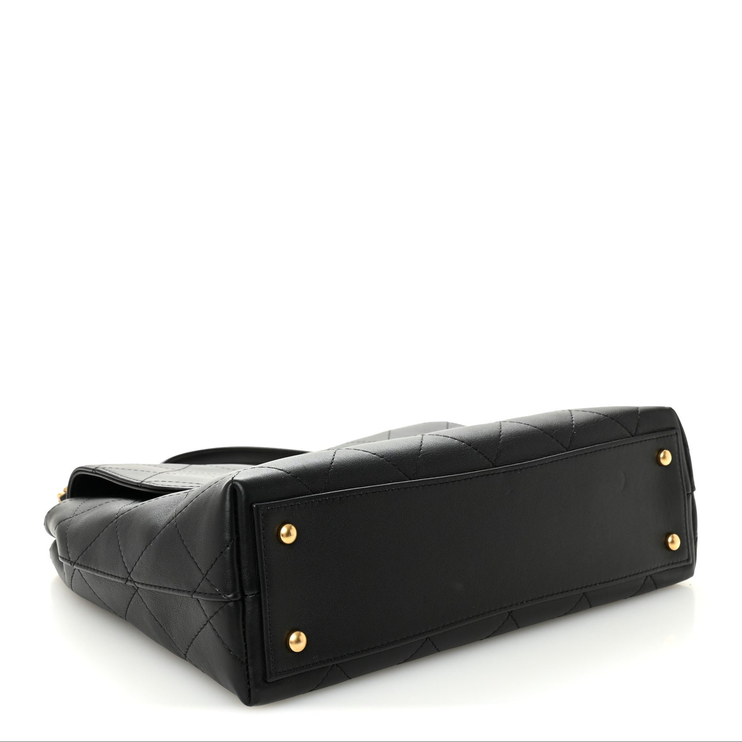 Calfskin Stitched Large Top Handle Flap Black