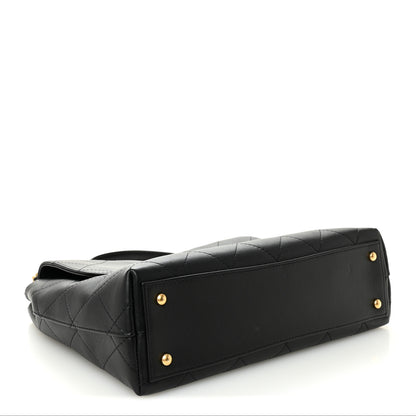 Chanel Calfskin Stitched Large Top Handle Flap Black 4 of 10