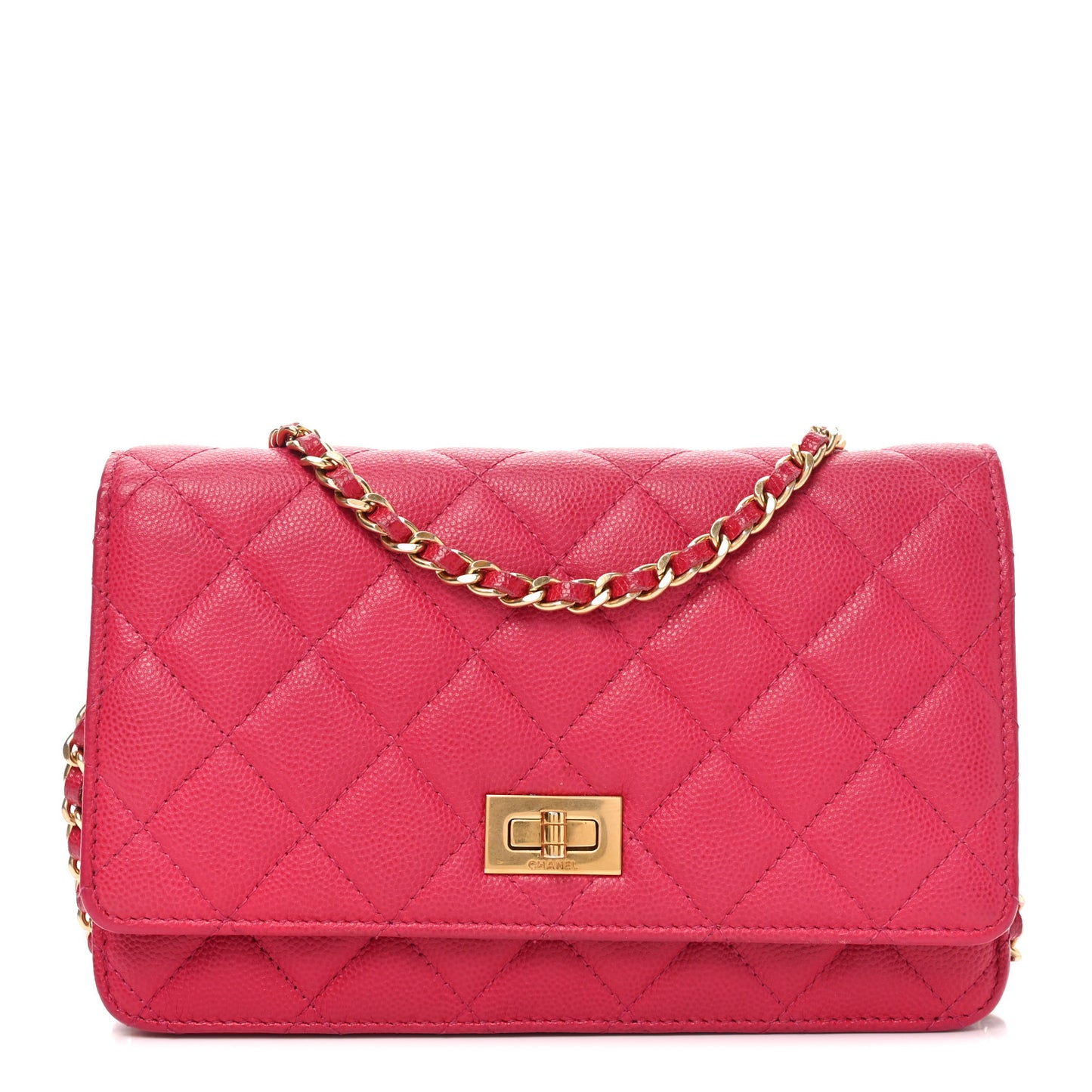 Caviar Quilted 2.55 Reissue Wallet On Chain WOC Dark Pink