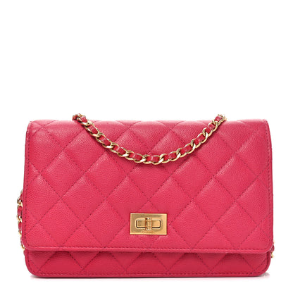 Chanel Caviar Quilted 2.55 Reissue Wallet On Chain WOC Dark Pink 1 of 11