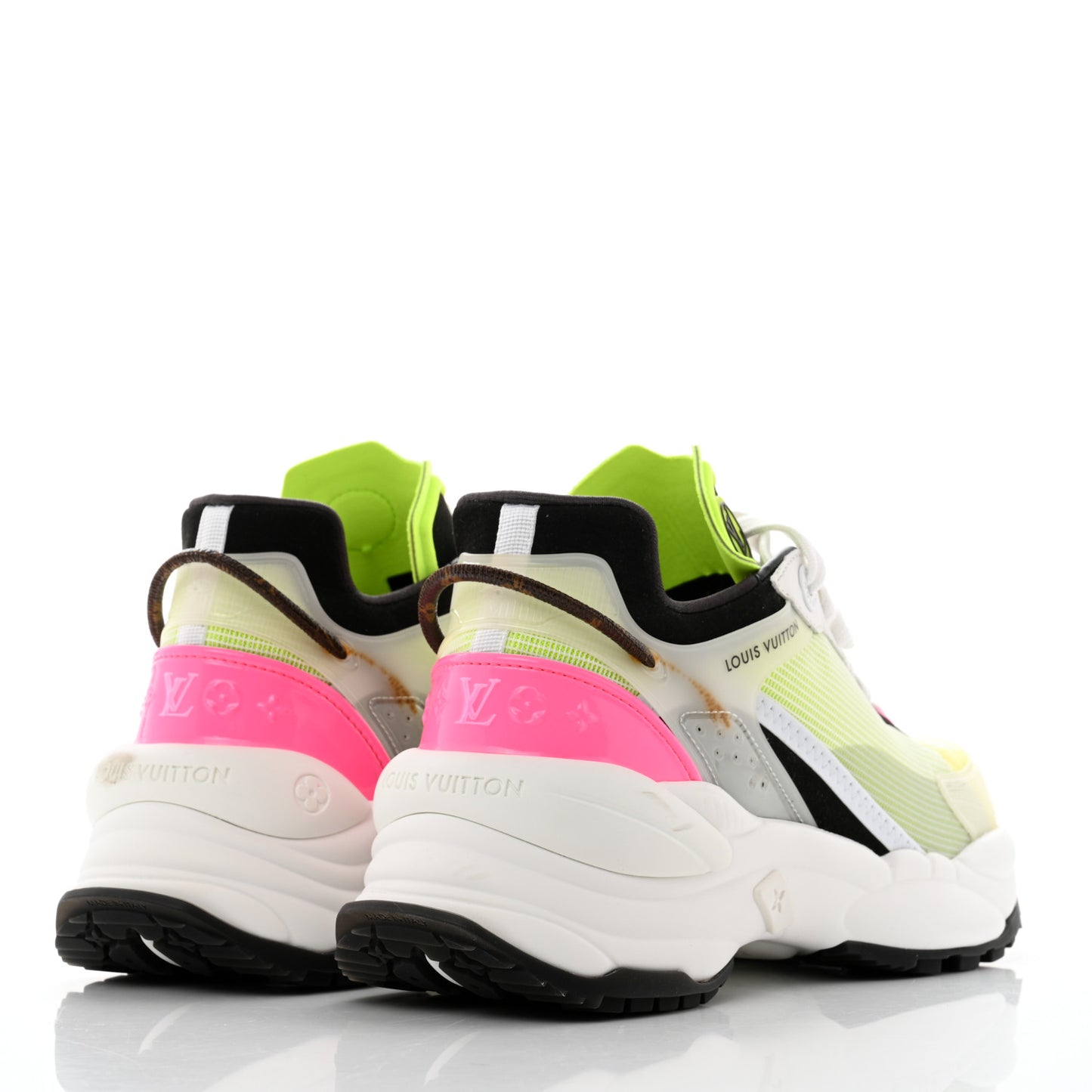 Monogram Calfskin Run 55 Sneakers 36.5 Pink White Yellow
