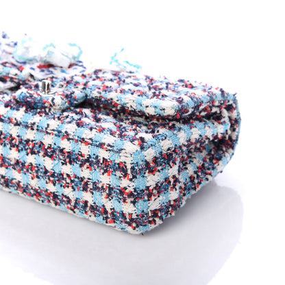 Chanel Tweed Medium Double Flap White Blue Navy Red 8 of 9