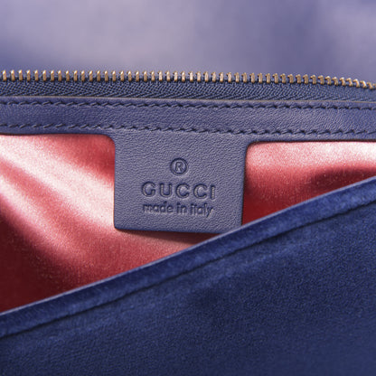 Gucci Velvet Matelasse Modern Embroidered Medium GG Marmont Shoulder Bag Cobalt 6 of 10