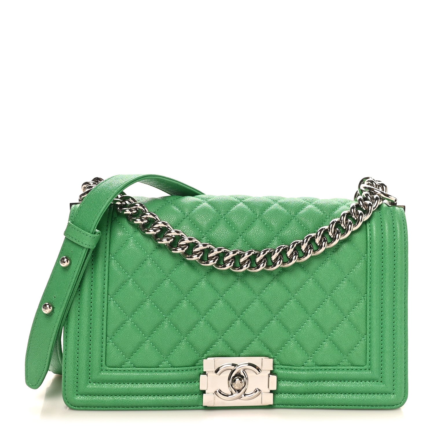 Chanel Caviar Quilted Medium Boy Flap Green 1 of 11
