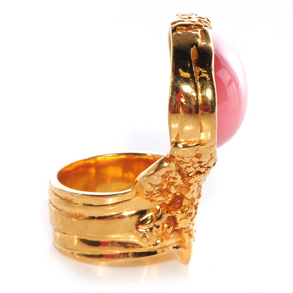 Saint Laurent Arty Ring Gold Dark Pink 4 of 5