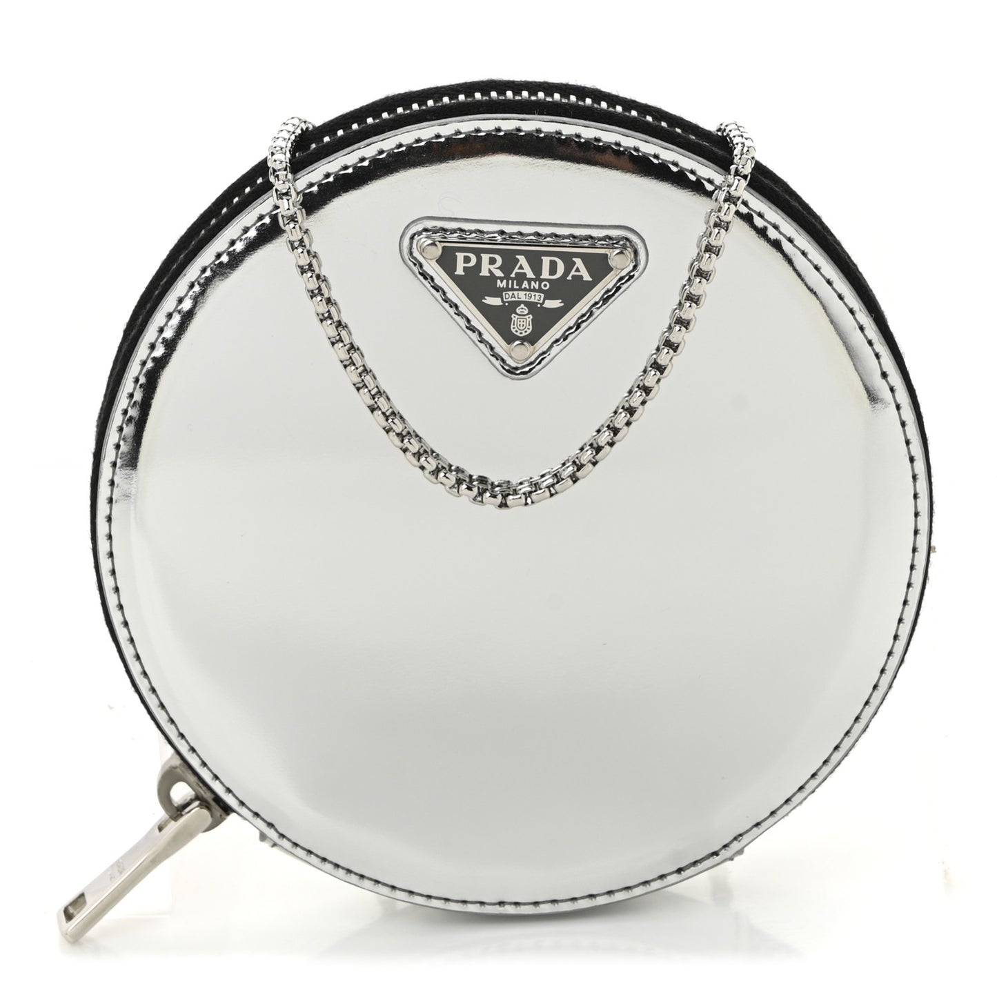 Spazzolato Round Chain Coin Crossbody Pouch Argento