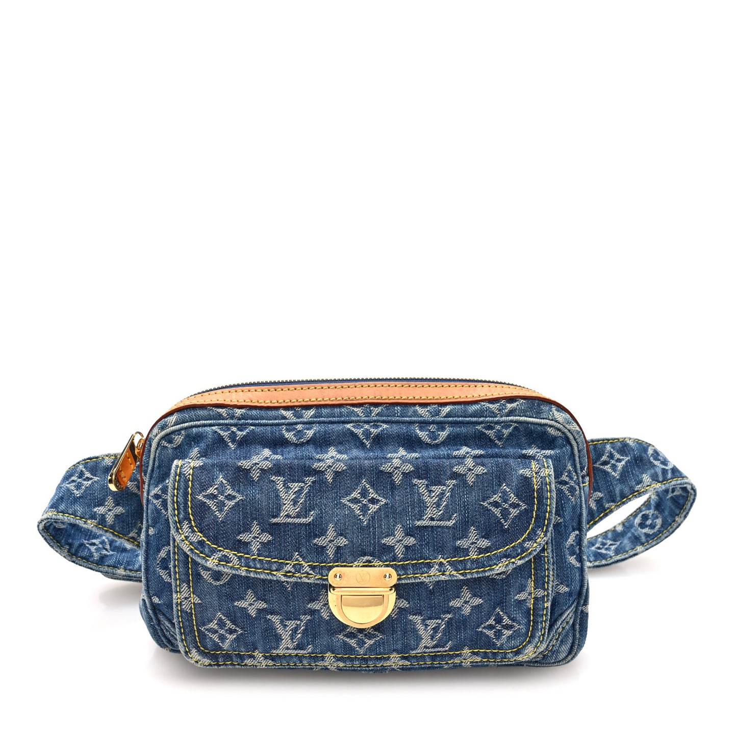 Monogram Denim Bum Bag Blue