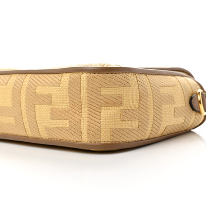 Fendi Raffia Vitello King Lucido FF Embroidered Baguette Grano Sand 8 of 8