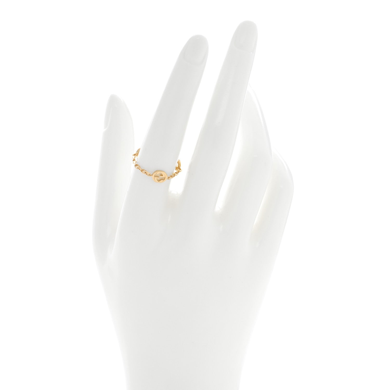 Gucci 18K Yellow Gold Interlocking G Chain Ring 56 7.5 2 of 5