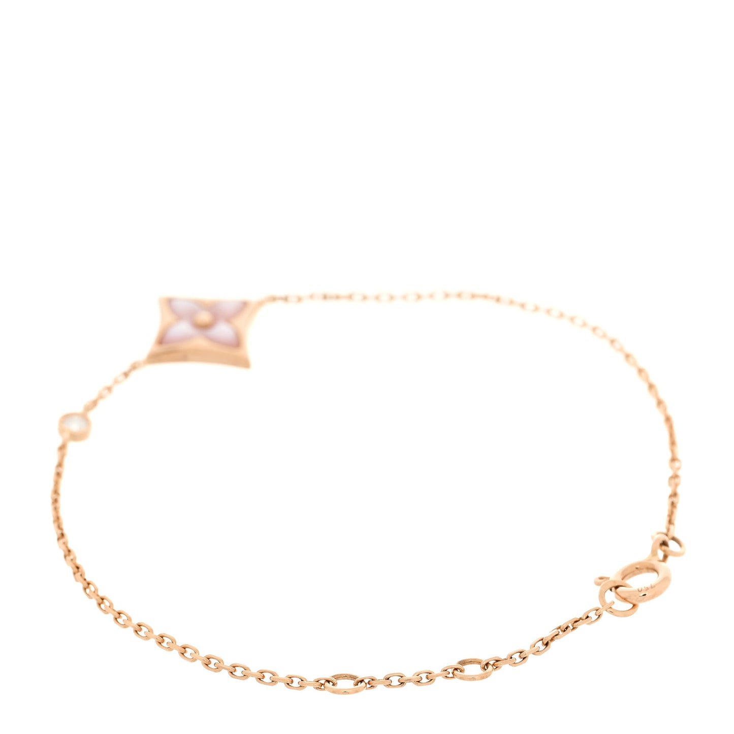 18K Pink Gold Diamond Pink Mother of Pearl Color Blossom BB Star Bracelet