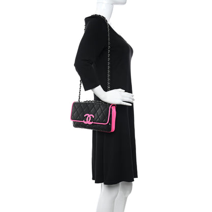 Chanel Lambskin Enamel Divine Medium Flap Black Pink 2 of 10