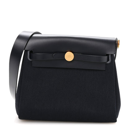 Hermes Military Toile Vache Hunter Herbag Zip Retourne 20 Bleu Indigo 1 of 10